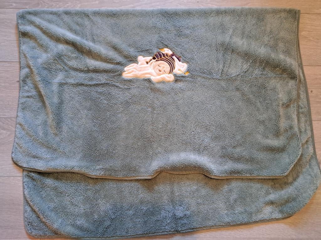 Dekentje babybedje - winter - blauw met slapend schaapje, Ophalen of Verzenden, Zo goed als nieuw, Deken
