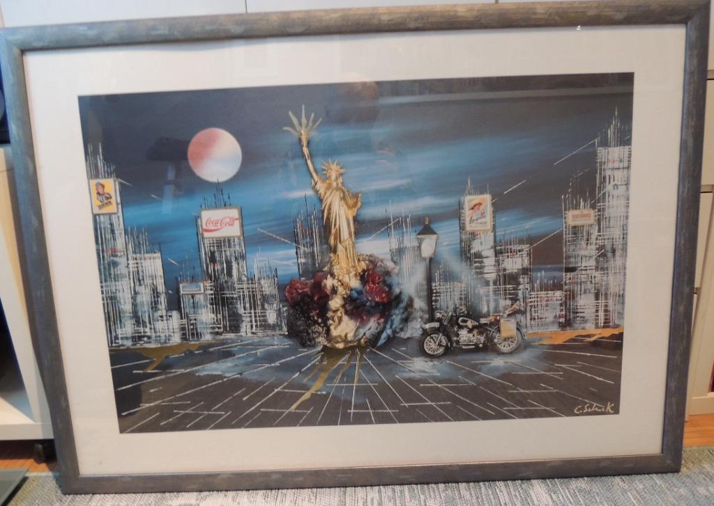 Litho van het schilderij van Claus Schenk 'abstracte afbeeld, Antiek en Kunst, Ophalen
