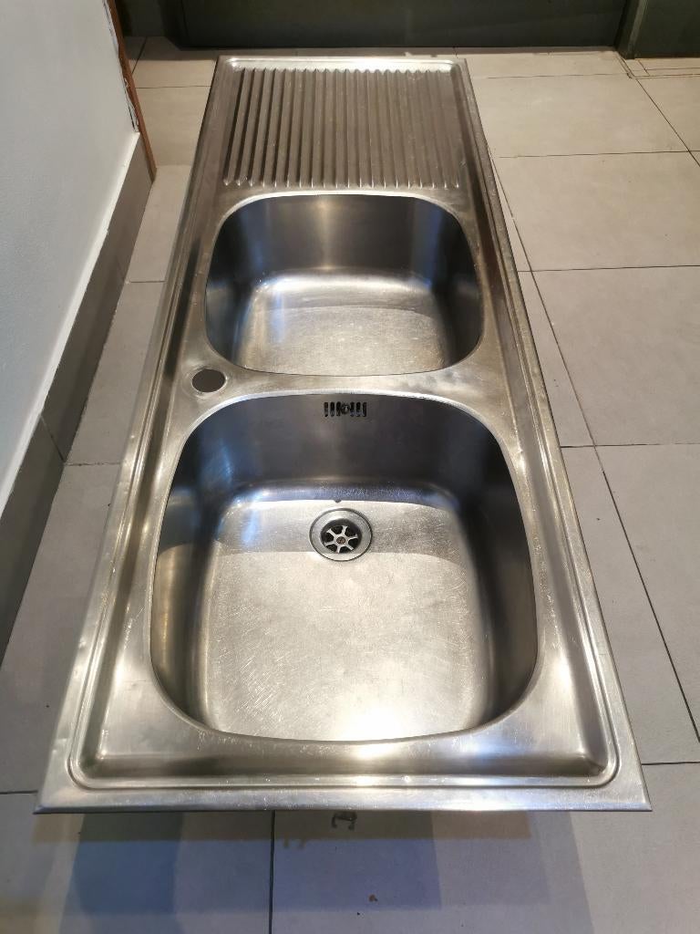 Inox spoelbak dubbele 120cm, Ophalen, Gebruikt