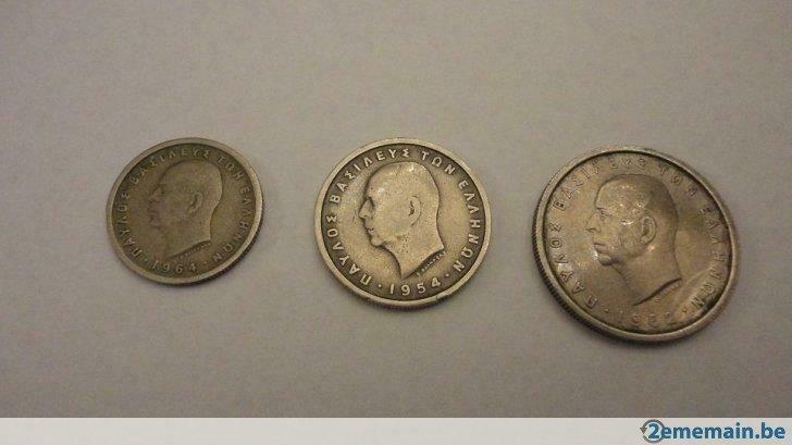 50 lepta (64) 1 drachme (54) en 2 drachmen (1962) Griekeland, Postzegels en Munten, Ophalen of Verzenden, Griekenland