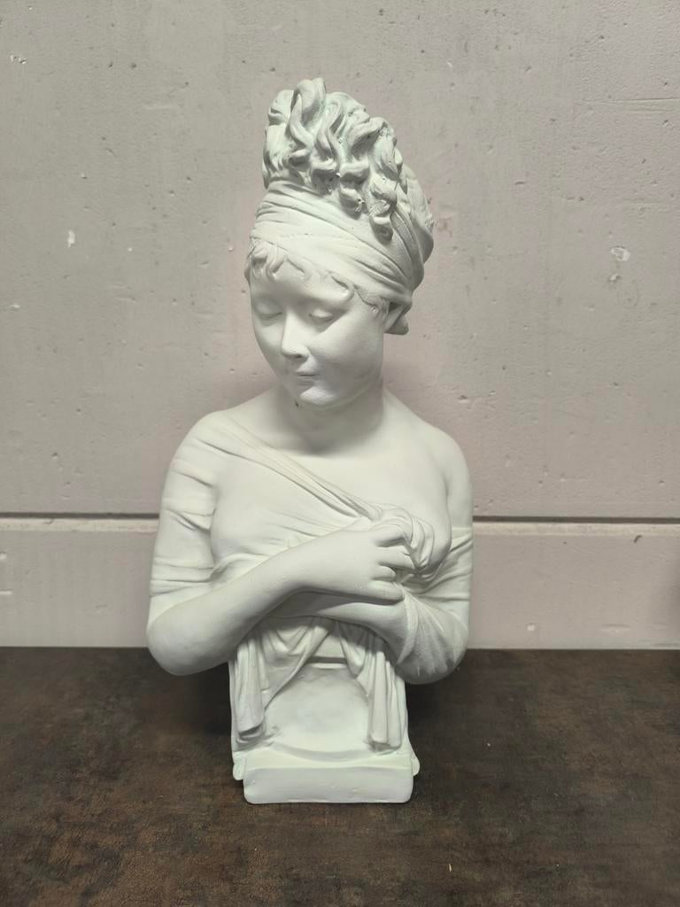 Klassieke buste van vrouw – neoklassieke stijl – wit – 55 cm, Antiek en Kunst, Kunst | Beelden en Houtsnijwerken, Ophalen