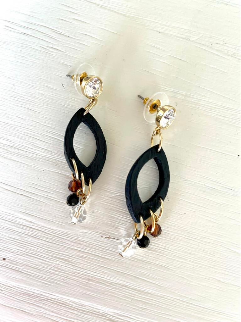 Zwarte oorbellen van swarovski, Enlèvement ou Envoi, Comme neuf, Noir