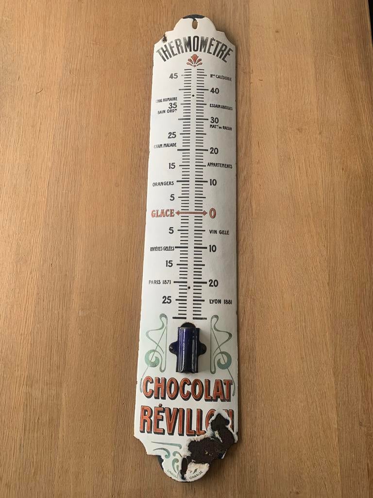 Plaque thermomètre émaillé Chocolat Révillon, Enlèvement ou Envoi, Utilisé