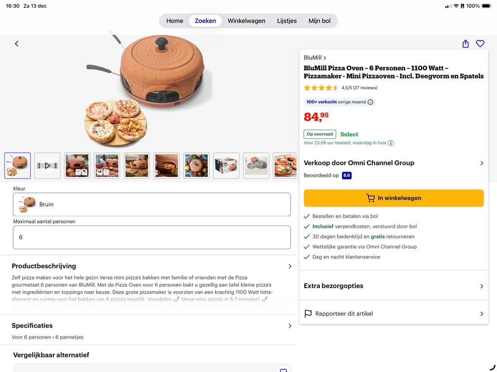 Mini Pizza oven voor 6 personen, Ophalen, Oven