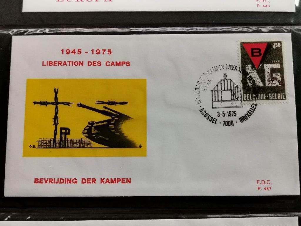 FDC Belgie 1975 - bevrijding der kampen - Wereldoorlog II, Ophalen of Verzenden, Gestempeld, 1e dag stempel