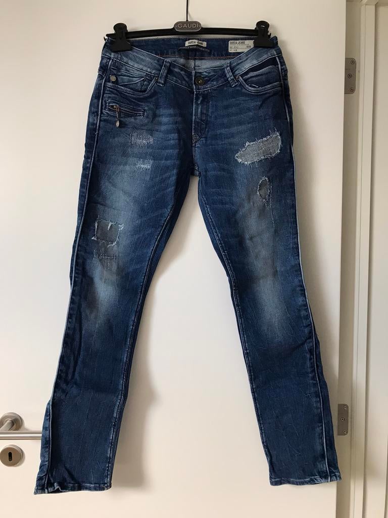 Garcia patchwork jeans, maat 31/30, Garcia, Gedragen, Blauw, W30 - W32 (confectie 38/40)