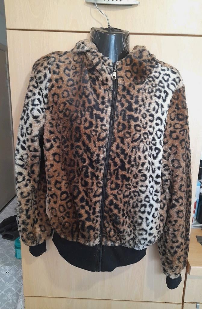 Veste en fourrure léopard, Enlèvement ou Envoi, Porté, Taille 38/40 (M), Brun