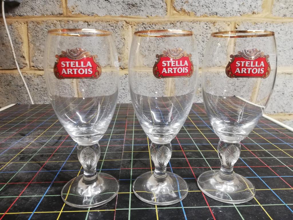 3 verres Stella Artois vintage, Collections, Verres & Petits Verres
