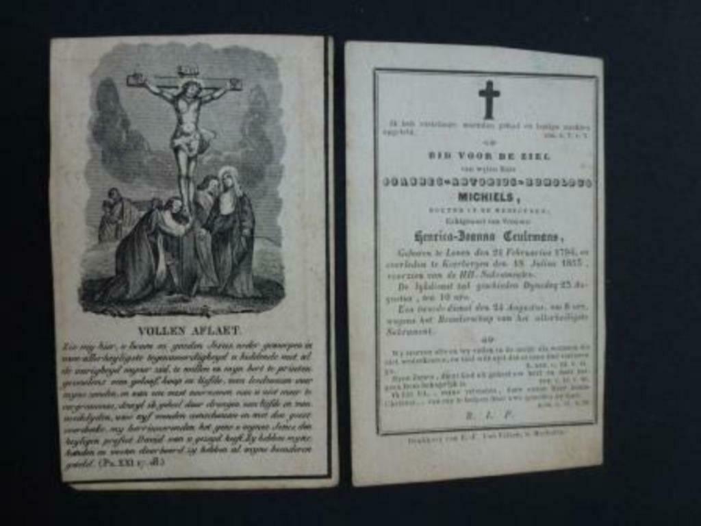 doodsprentje Michiels Joannes Antonius Rumoldus  1794, Verzenden, Rouwkaart