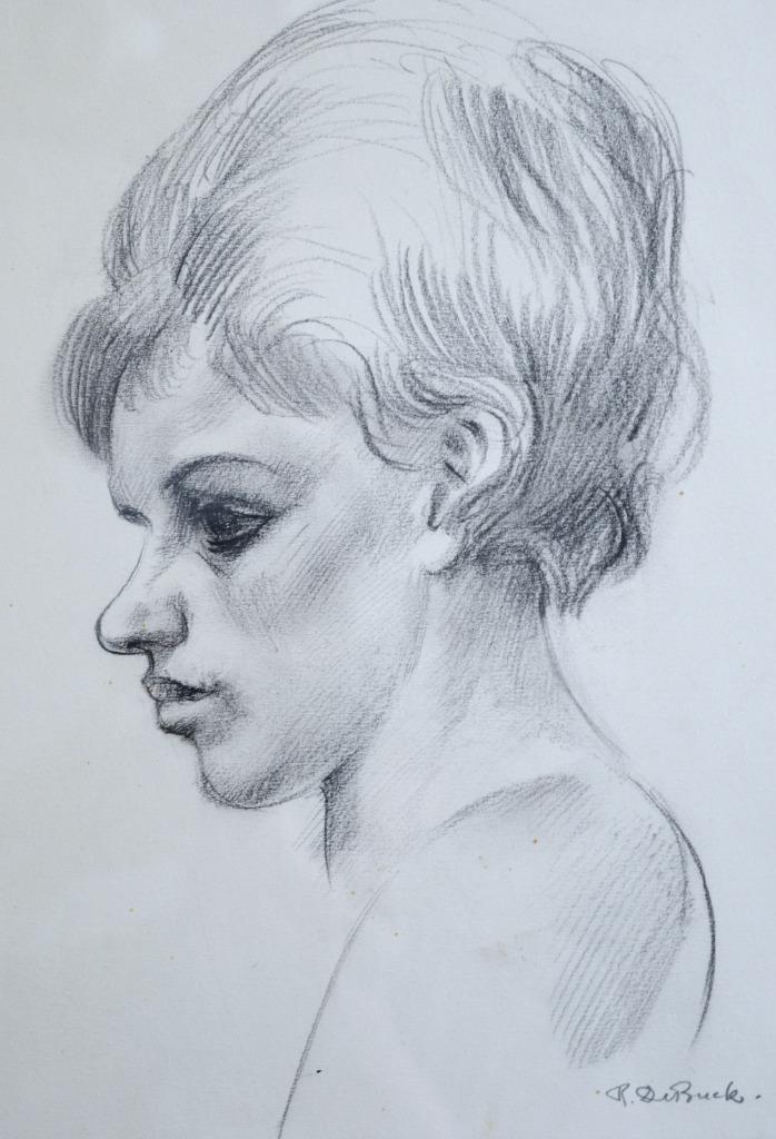 Raphaël De Buck (1902-1986) - Tekening meisje - 1950, Antiek en Kunst, Ophalen of Verzenden