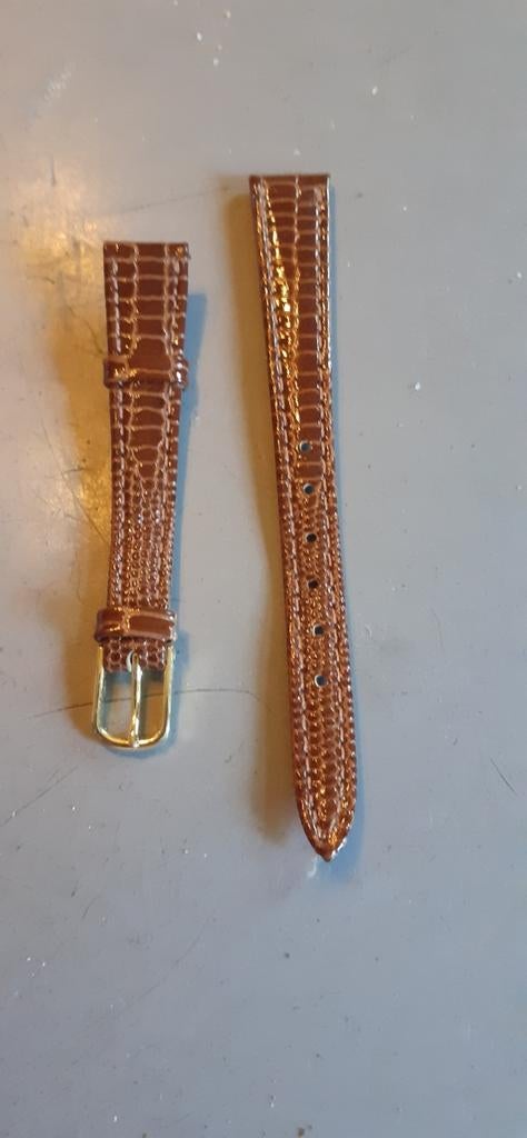 bracelet cuir ecaille brun pour montre dame, Ophalen of Verzenden, Nieuw, Bruin, Leer