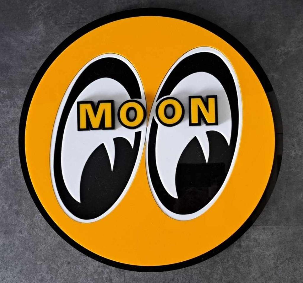 Moon eyes 3d reclame decoratie bord garage showroom mancave, Ophalen of Verzenden, Gebruikt, Reclamebord