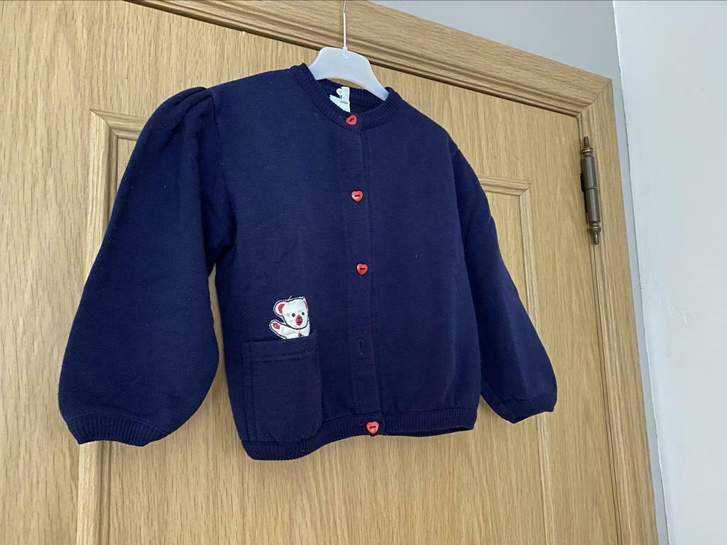 Gilet/Cardigan vintage bleu foncé - Taille 110, C&A, Enlèvement ou Envoi, Pull ou Veste, Utilisé