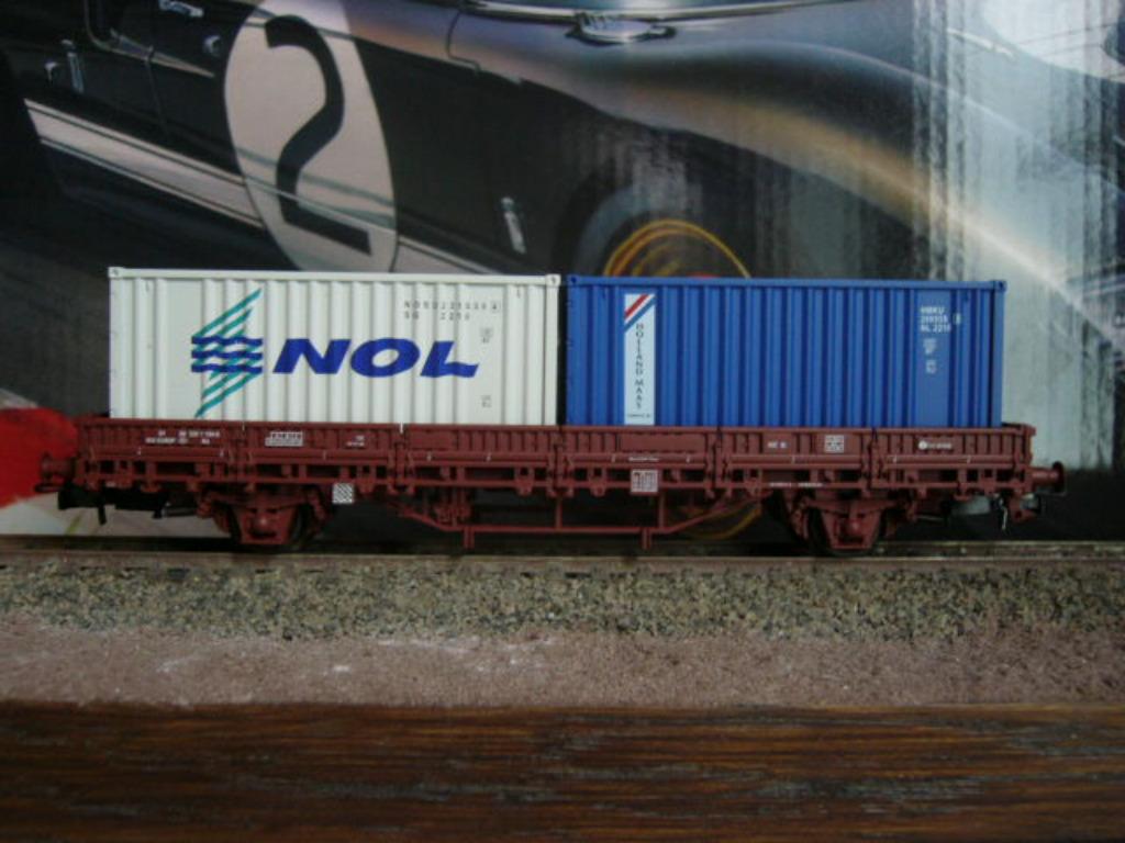 ELECTROTREN 1521K wagon KS avec 2 contenaires SNCB ho dc, Hobby & Loisirs créatifs, Trains miniatures | HO, Neuf, Autres marques