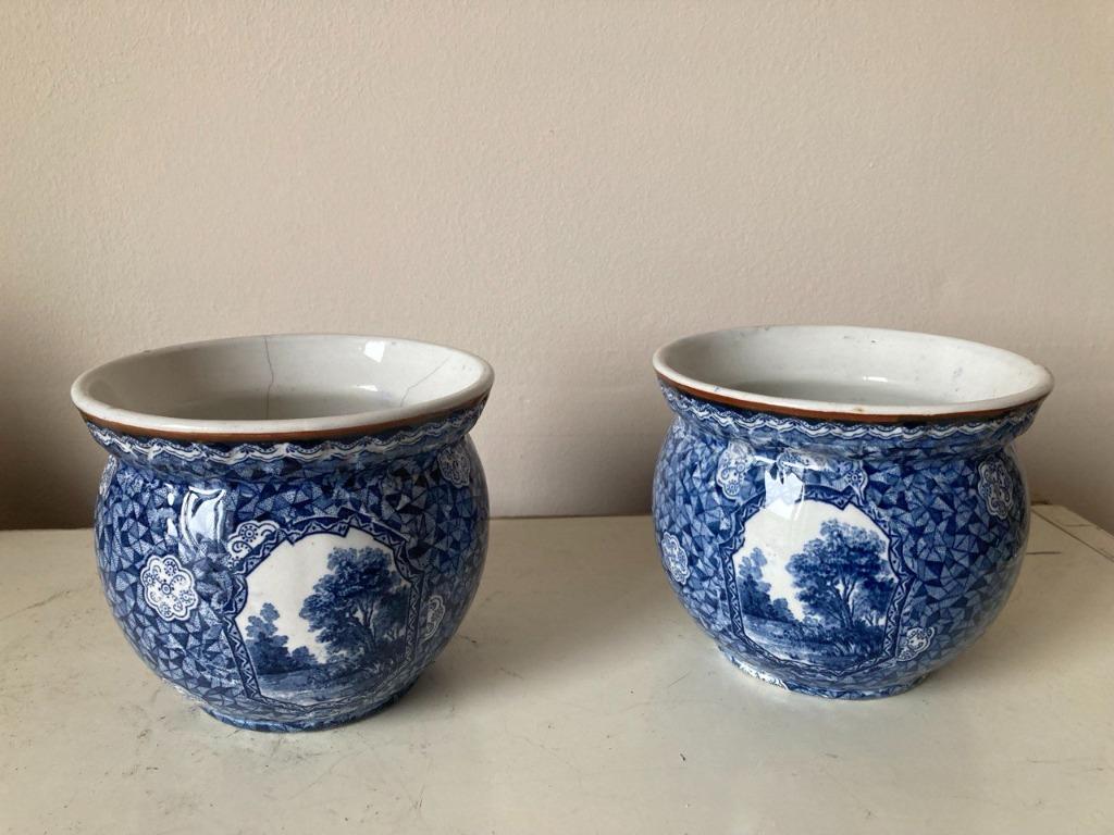 Deux pots anciens bleus de Delft de Villeroy & Boch, Enlèvement