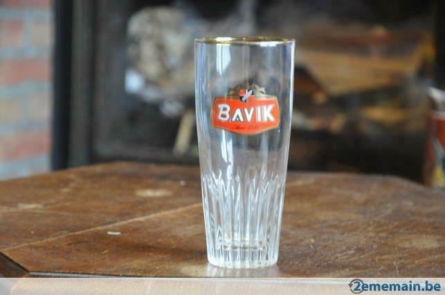 verre a bière bavik  etiquette rouge  25 cl, Enlèvement ou Envoi, Utilisé