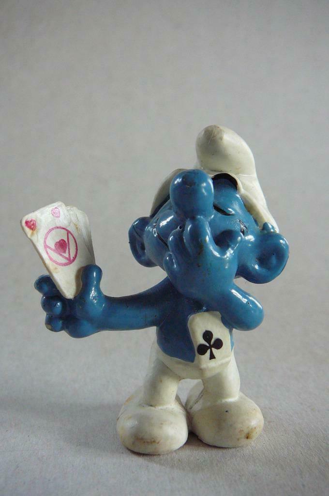 card player smurf : circled cards oude Smurf schtroumpf Peyo, Verzamelen, Stripfiguren, Gebruikt, Beeldje of Figuurtje, Smurfen