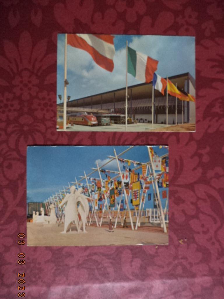 EXPO 58: 2 postkaarten in kleur, onbeschreven. Zgan!, Verzamelen, Ophalen of Verzenden, 1940 tot 1960, Brussel (Gewest)