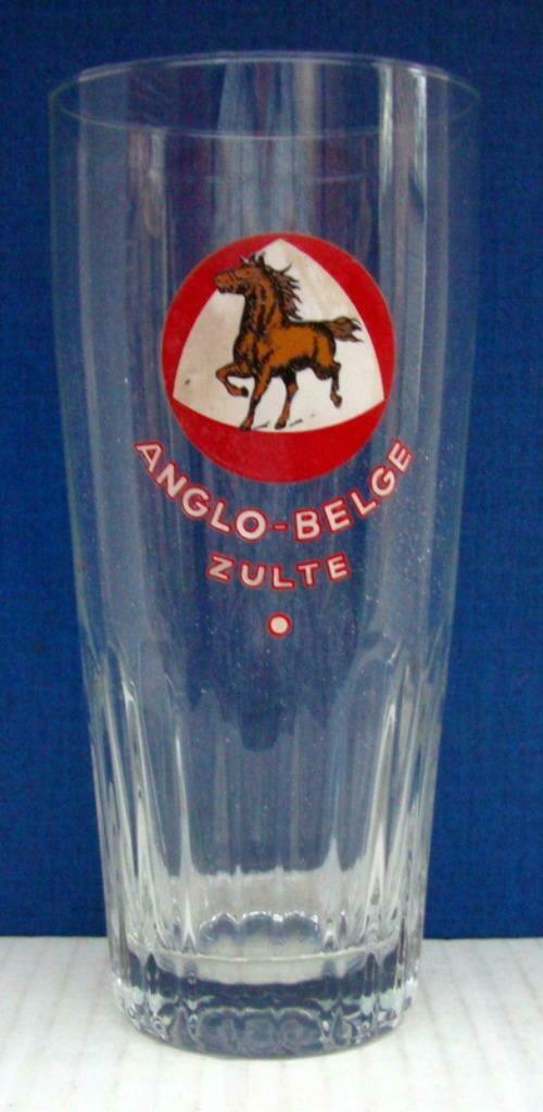 Bier brouwerij glas Anglo Belge Zulte paard in relief, Enlèvement ou Envoi, Comme neuf, Verre à bière