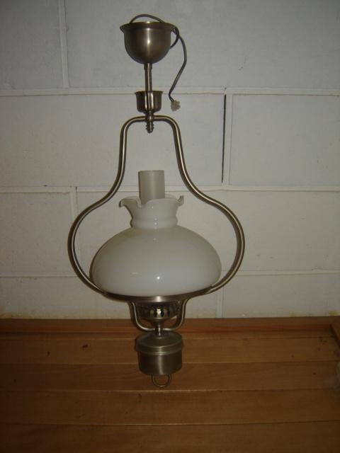 Hanglamp in tinlook, Ophalen, 50 tot 75 cm, Zo goed als nieuw, Glas