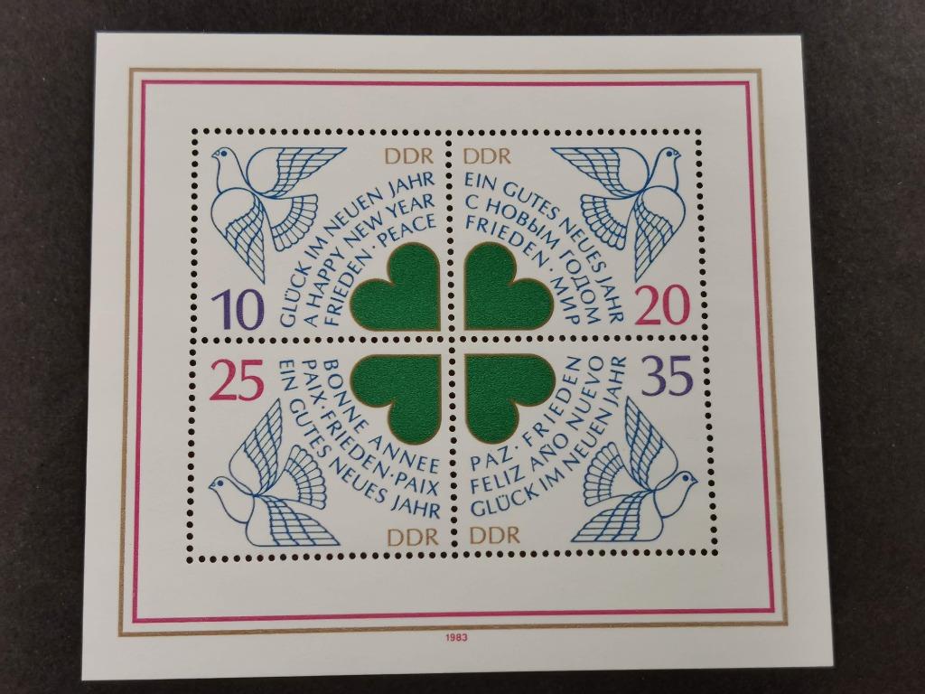 DDR 1983 - Nieuwjaar- nieuwjaarswensen, vredesduif, vogels, Ophalen of Verzenden, DDR, Postfris
