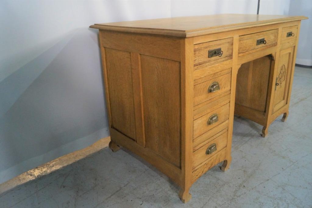 Antieke bureau in bleke eik L 130 B 69 H 79, Antiek en Kunst, Ophalen