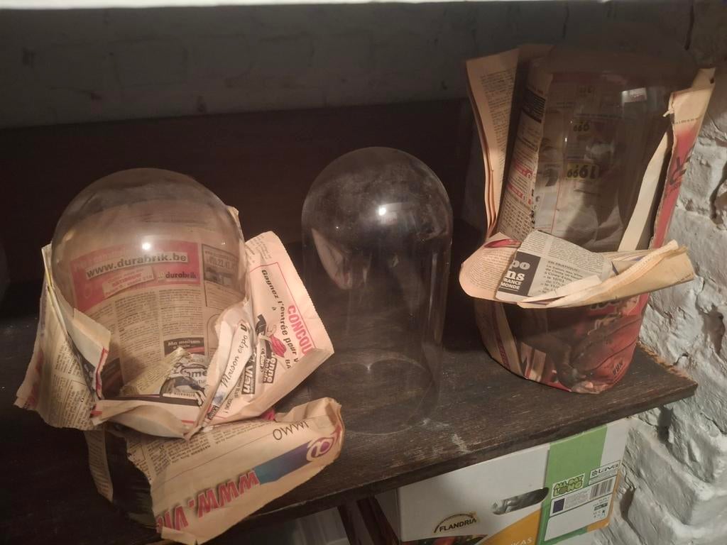 Set van 3 oude glazen bollen, 2 middelgroot en 1 groot zonde, Ophalen