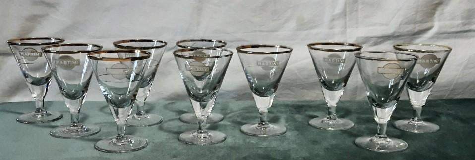 10 verres à martini vintage, Collections, Verres & Petits Verres, Utilisé, Autres types, Enlèvement ou Envoi