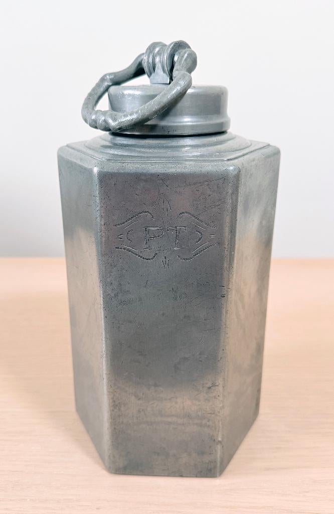 Tinnen schroefkan / Schraubkanne / Tin / Vintage / 1850, Antiek en Kunst, Antiek | Tin, Ophalen of Verzenden