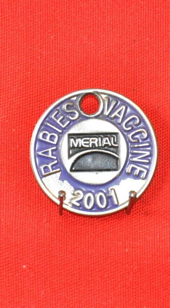 jeton de caddie publicitaire merial rabies vaccine 2001, Verzamelen, Winkelwagenmuntjes, Ophalen of Verzenden