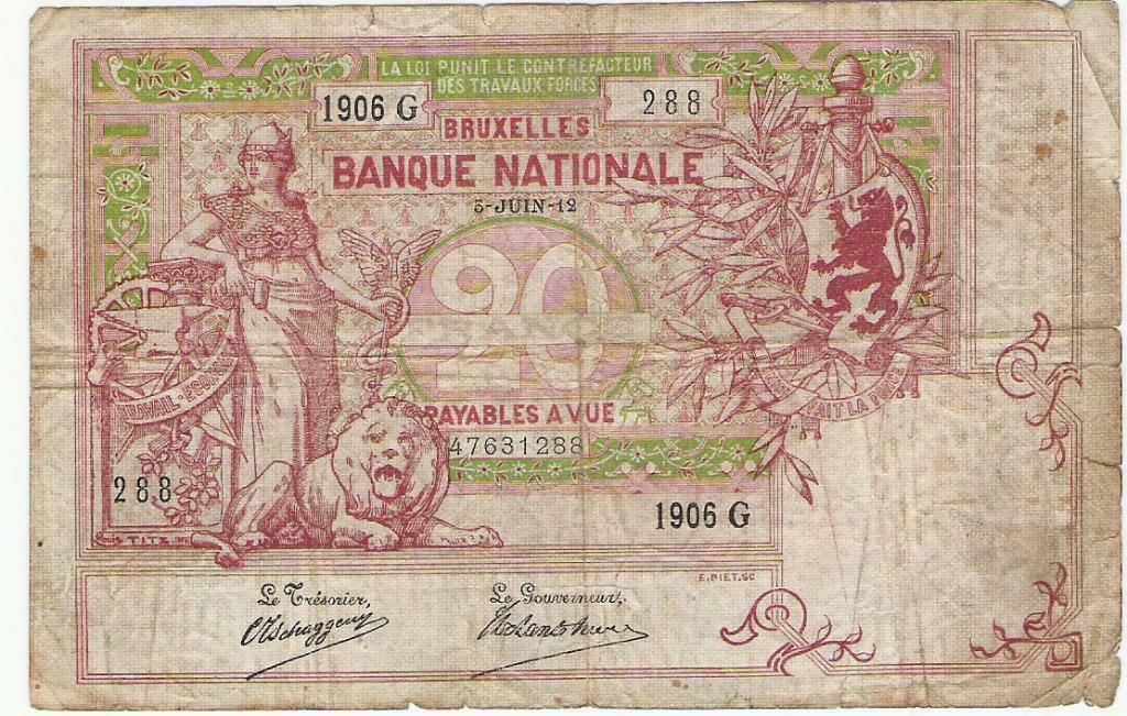 billet belge 20 franc, Ophalen of Verzenden, België, Overige waardes