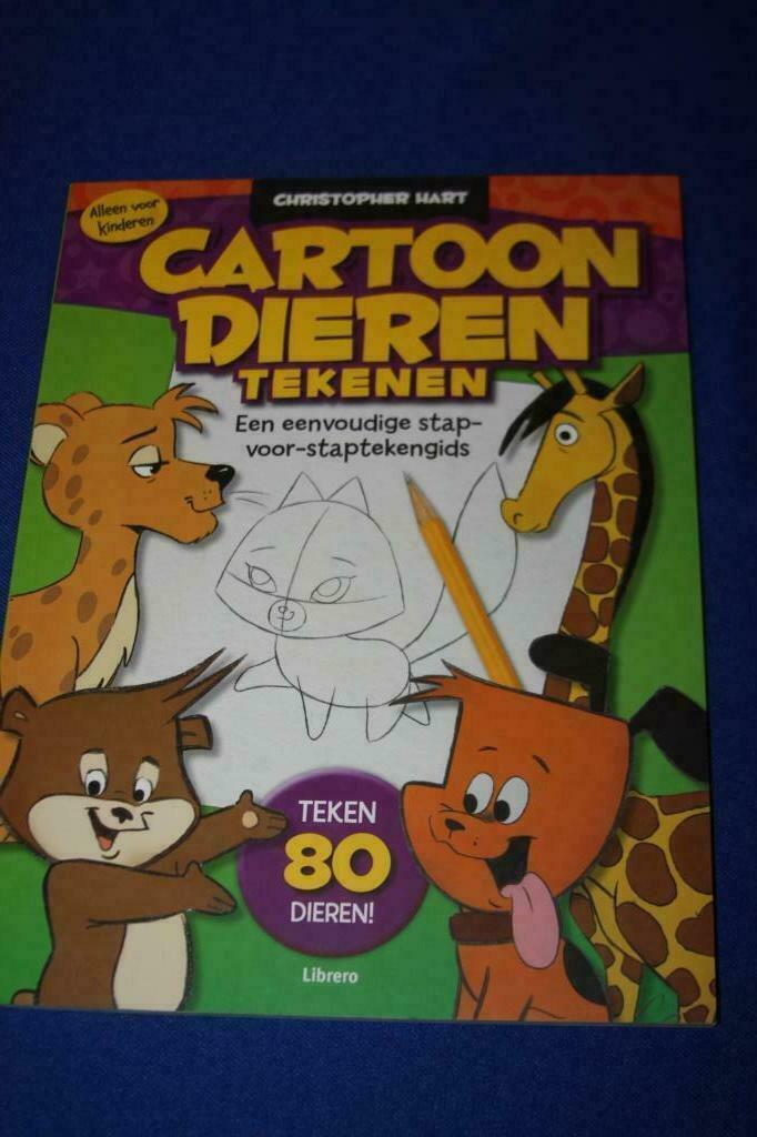 Cartoon dieren tekenen ( stap-voor-staptekengids ) 80 dieren, Ophalen of Verzenden, Zo goed als nieuw, Boek of Gids