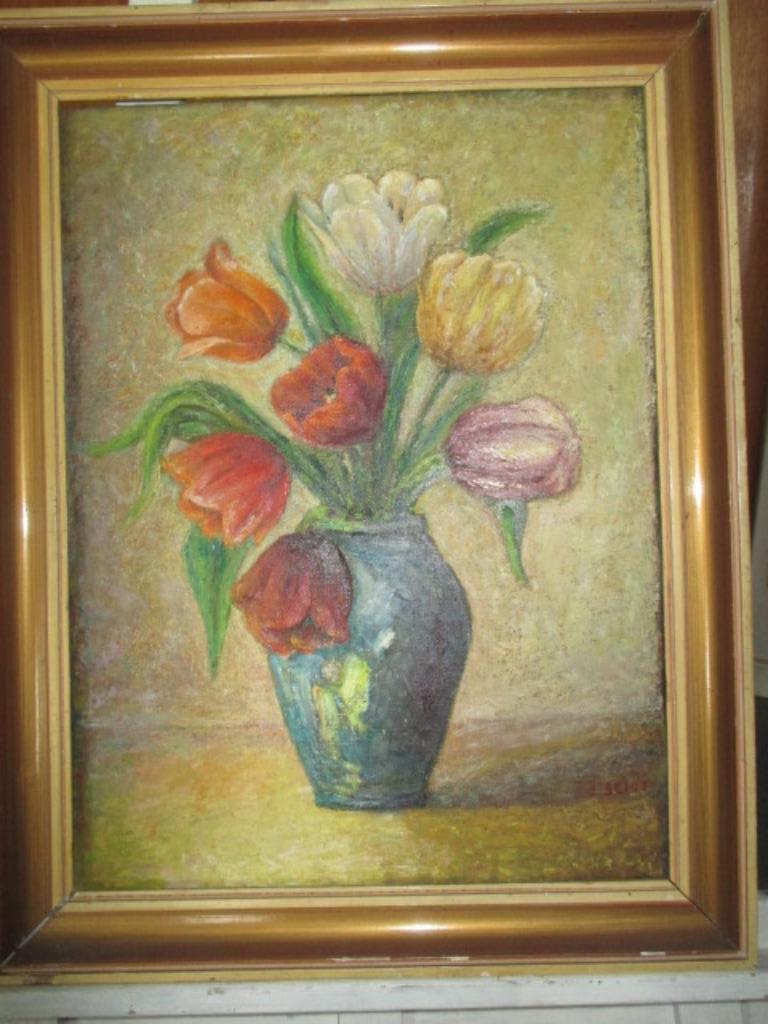 Peinture « Vase avec tulipes », Enlèvement ou Envoi