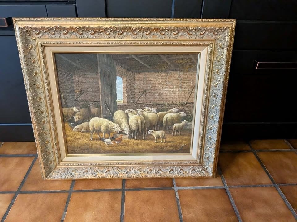 Olieverfschilderijen/Van Baelen/Schappen in de stal/, Ophalen, Olieverf