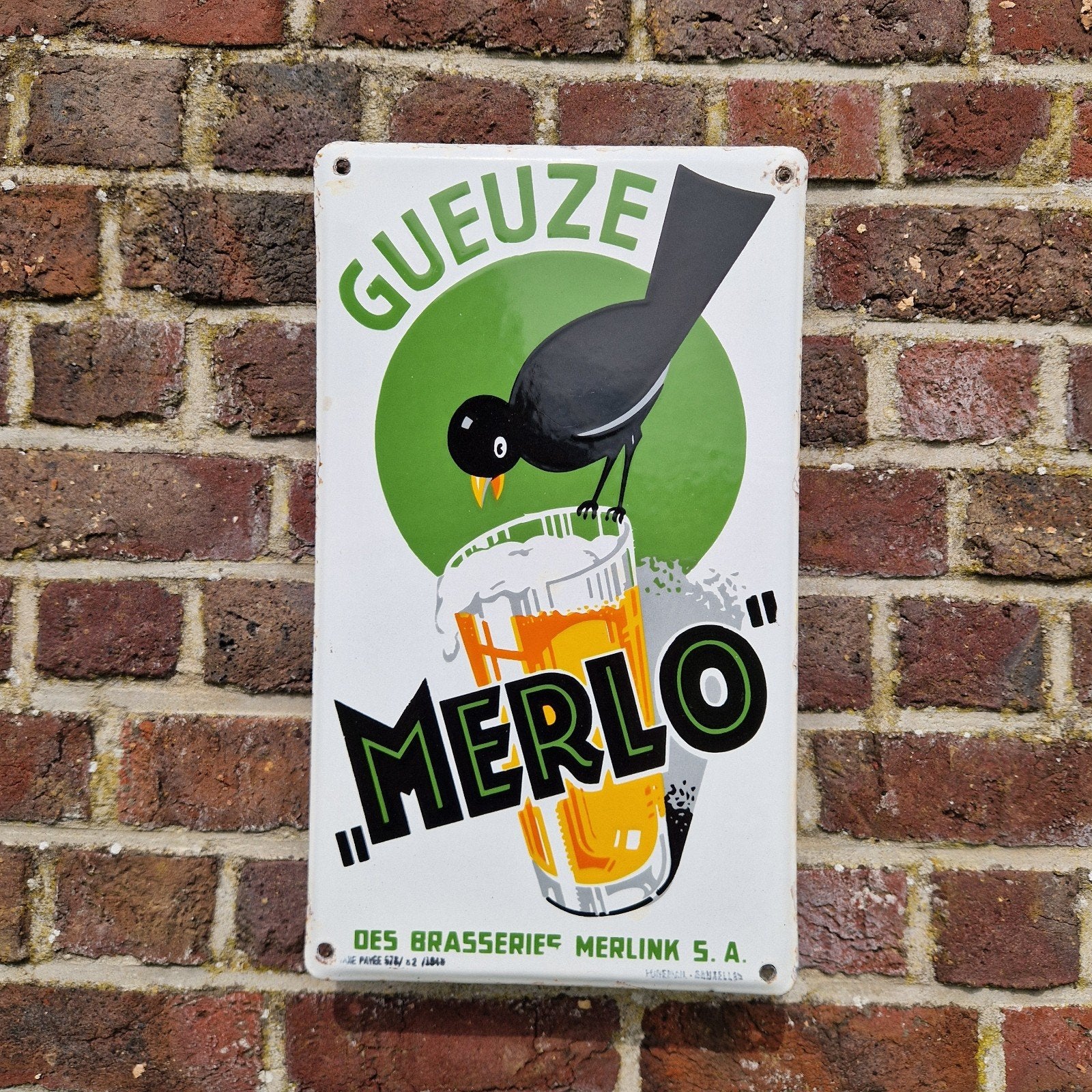 Emaille Merlo "Gueuze" 1948, Verzamelen, Ophalen
