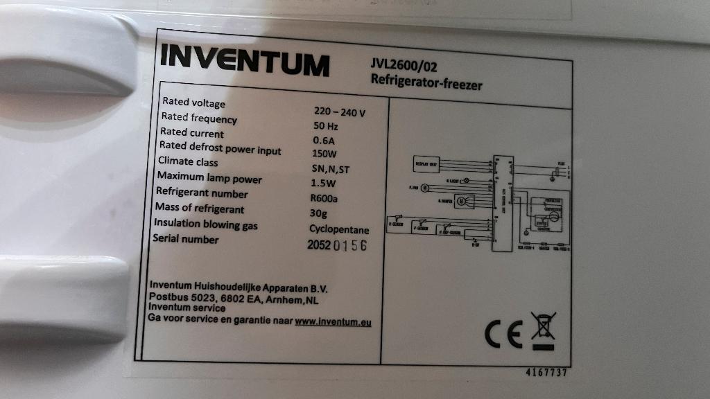 vrijstaande koel/vriescombinatie, Elektronische apparatuur, Ophalen, 150 tot 200 liter, Gebruikt, Met aparte vriezer
