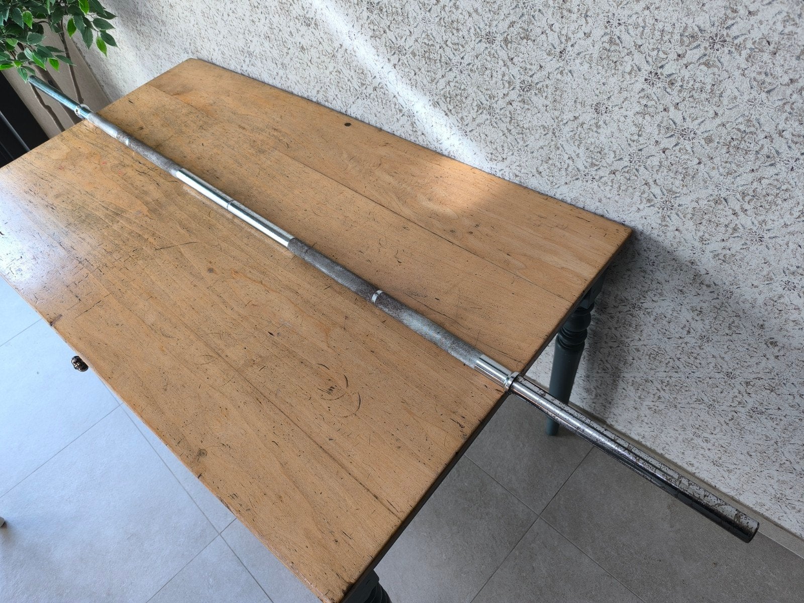 1 x barre d'haltère longue (200cm) 2,8cm., Enlèvement, Utilisé, Bras, Barre d'haltères