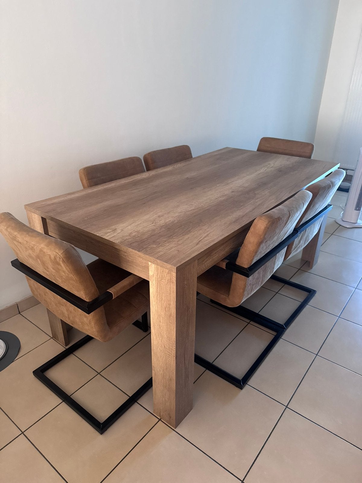 Eettafel + 6 stoelen, Huis en Inrichting, Ophalen, 50 tot 100 cm, Zo goed als nieuw, Vijf personen of meer