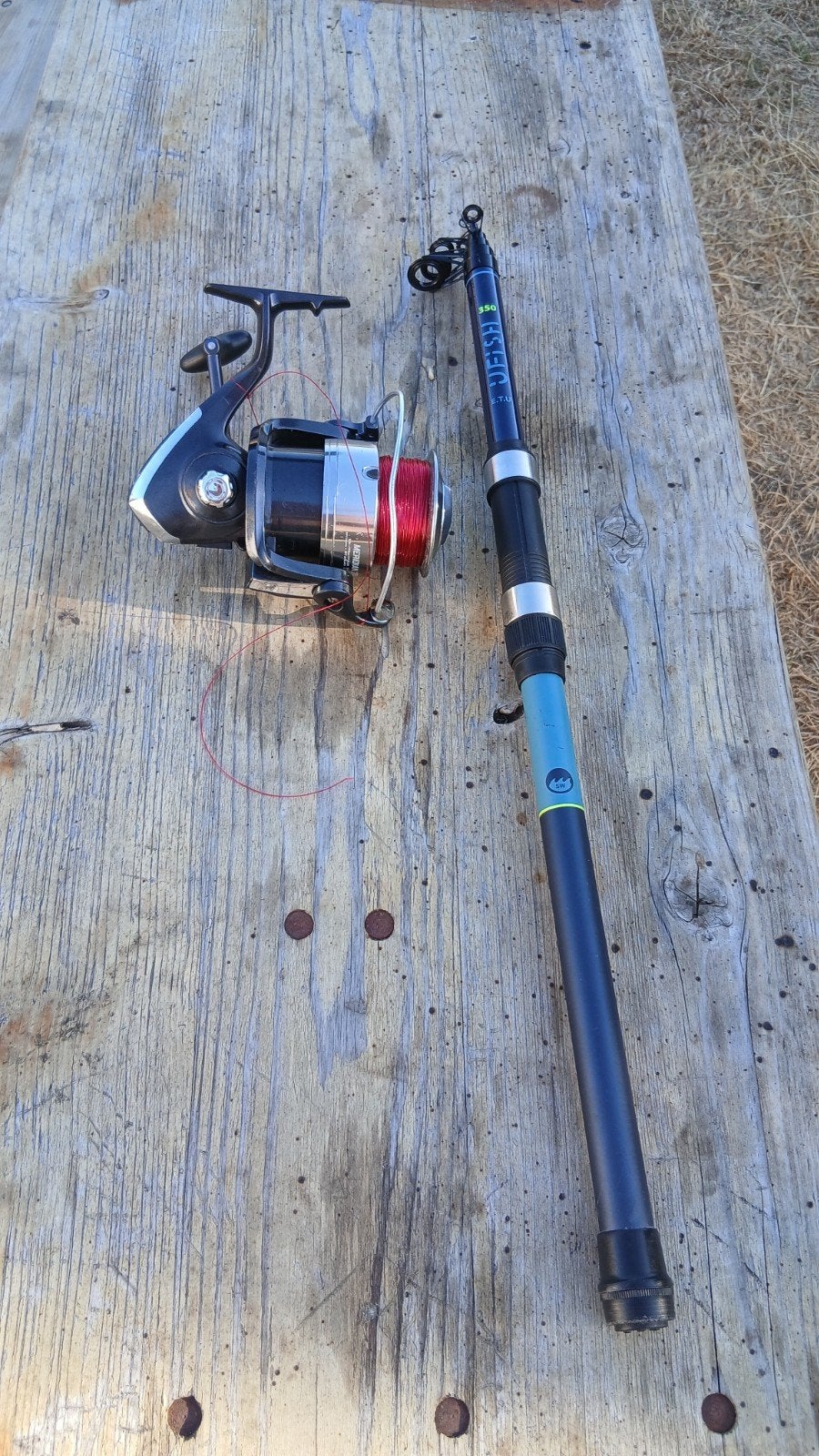 Canne de plage + moulinet, Enlèvement, Comme neuf, Canne à pêche complète