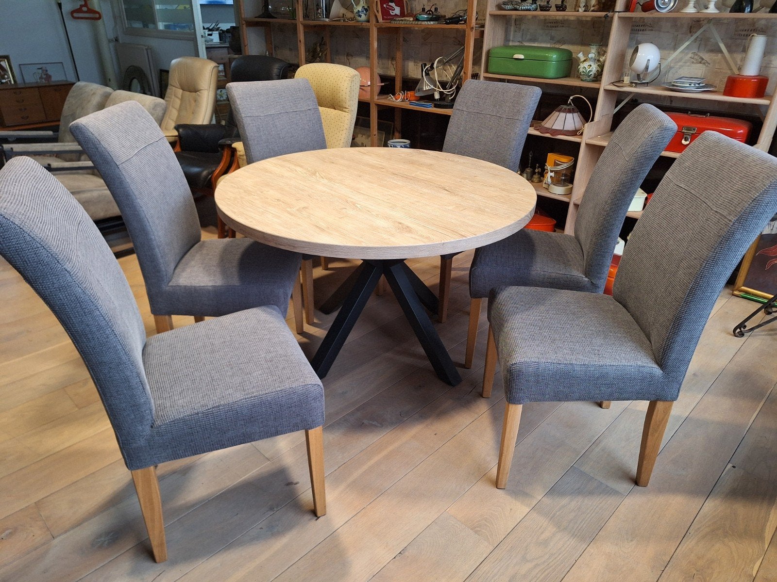 moderne eettafel met 6 stoelen zo goed als nieuw!!, Maison & Meubles, Enlèvement