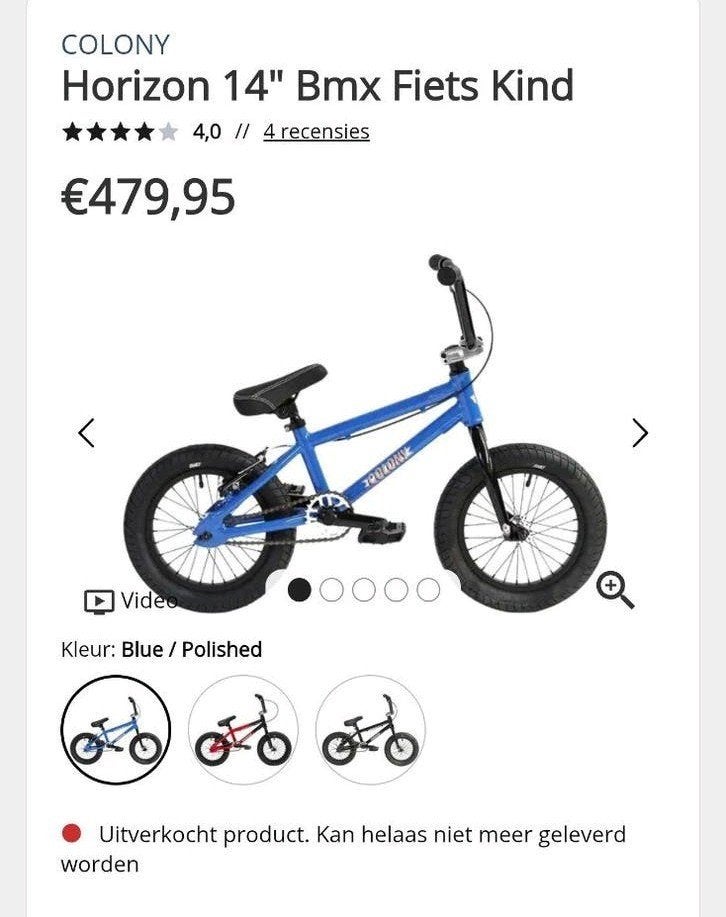 Vélo BMX de course professionnel pour enfants Colony Horizon, Enlèvement, Comme neuf, Frein sur jante, Colony