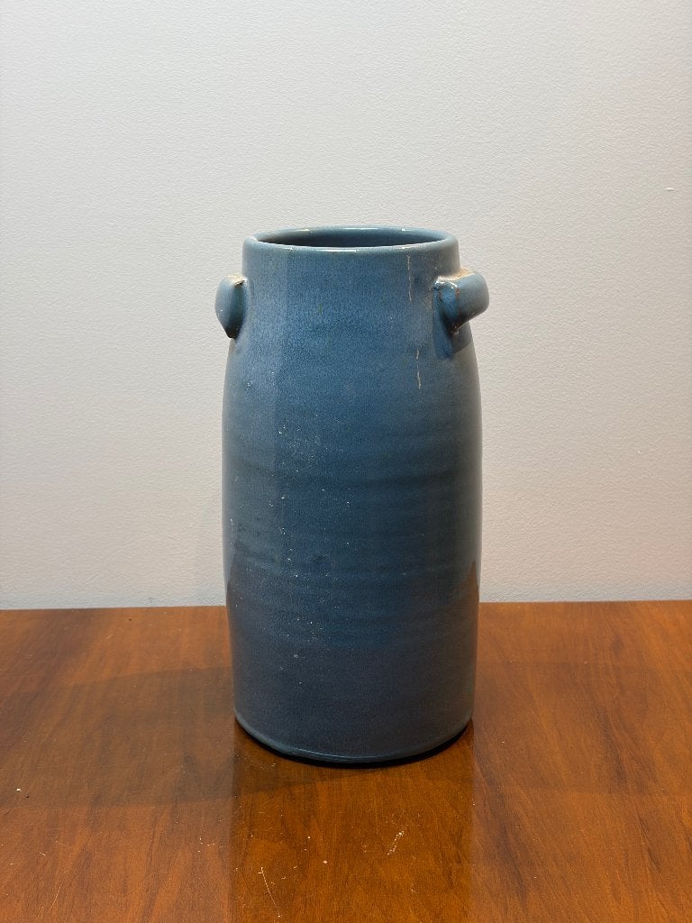 Robuuste blauwe keramiek vaas / kruik met oren – 31 cm hoog, Ophalen of Verzenden