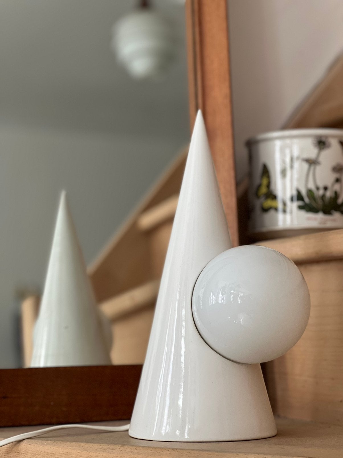 Lampe vintage ceramique 80’s, Enlèvement ou Envoi, Comme neuf, Verre