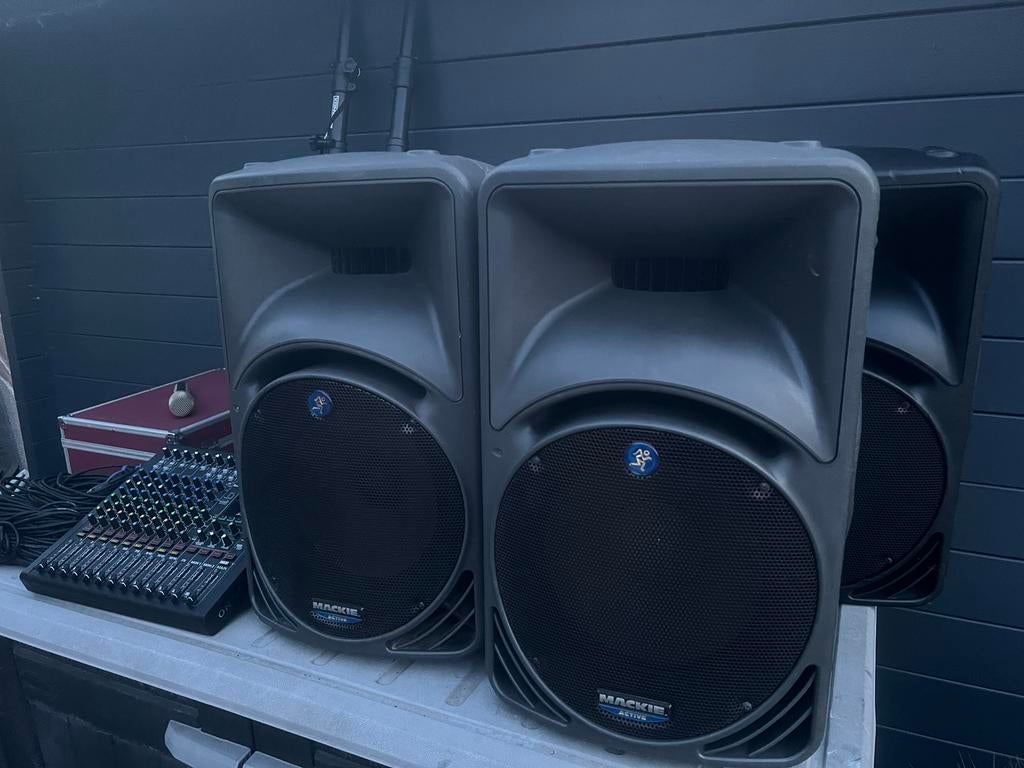 Complete Mackie PA/DJ Mackie set met 3xSRM450 Onyx12 2xmicro, Ophalen, Gebruikt