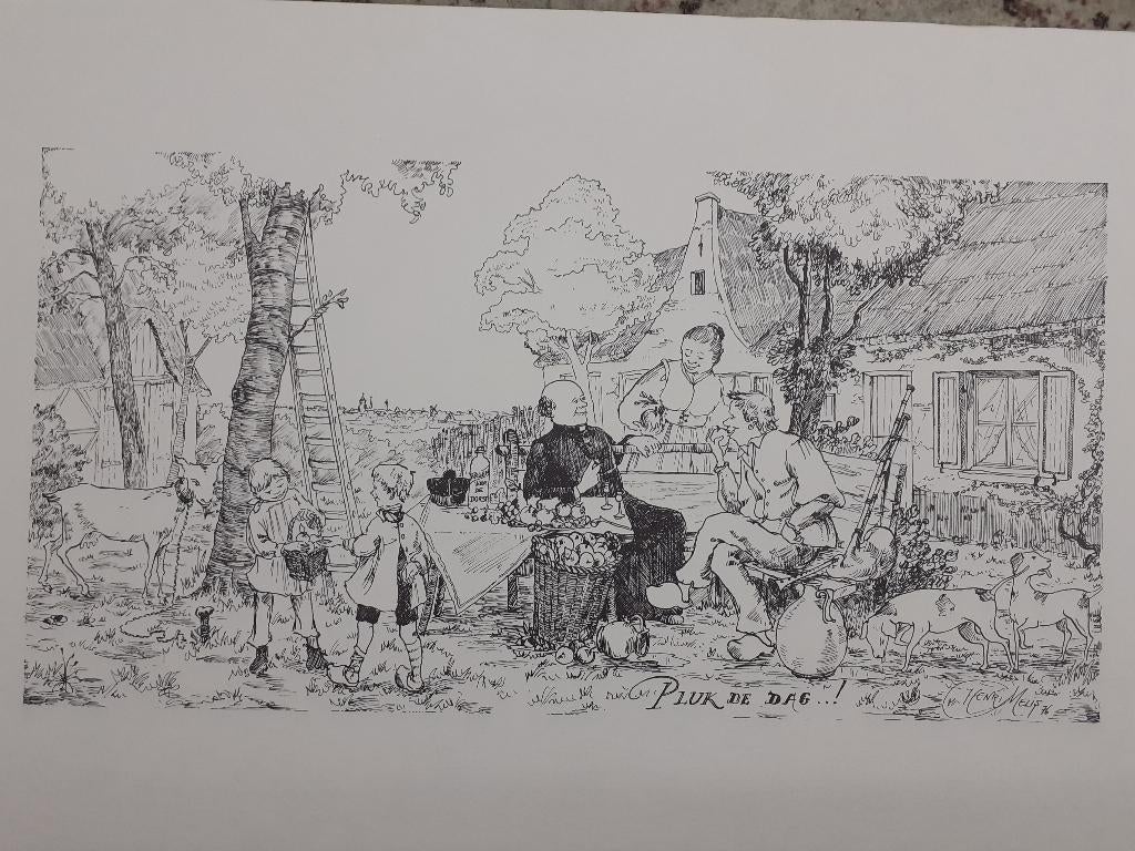 HENRI MELIS, pentekening Pluk De Dag, 1976, Ophalen of Verzenden