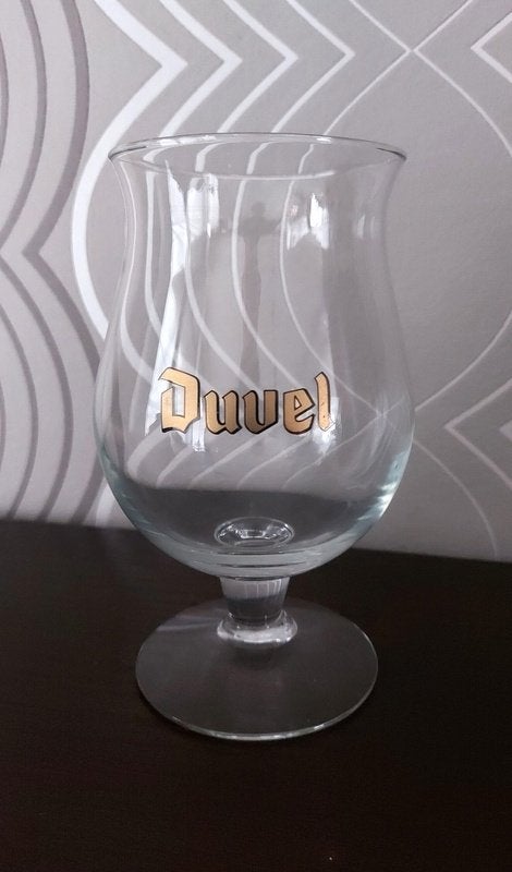 Duvel glas 'gouden letters - witte binnenzijde', Verzamelen, Glas en Drinkglazen, Ophalen of Verzenden, Bierglas