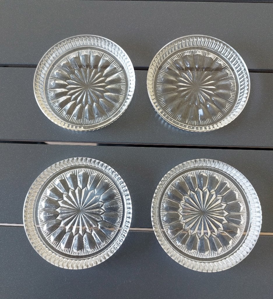 4 sous-verres en verre, Enlèvement ou Envoi, Sous-verre, Comme neuf, Empilable