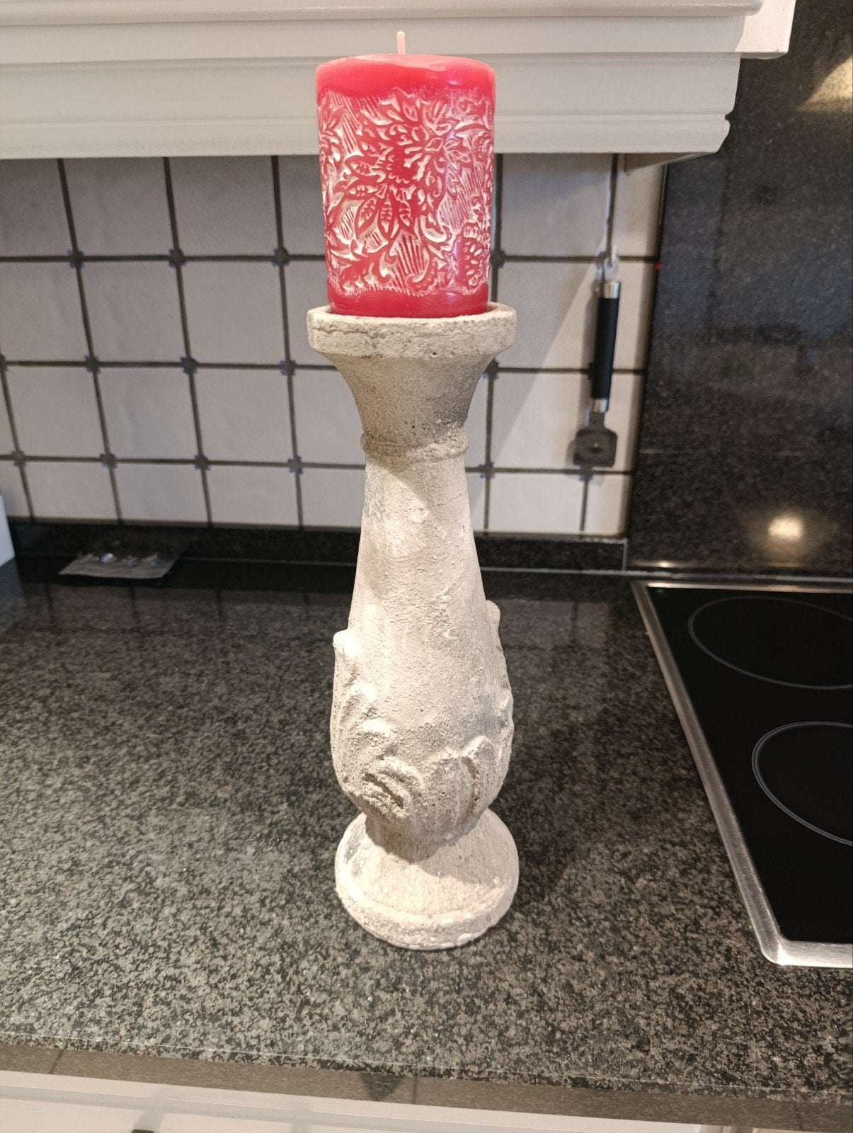 kaarsen houder in steen, Huis en Inrichting, Woonaccessoires | Zuilen en Pilaren, Ophalen
