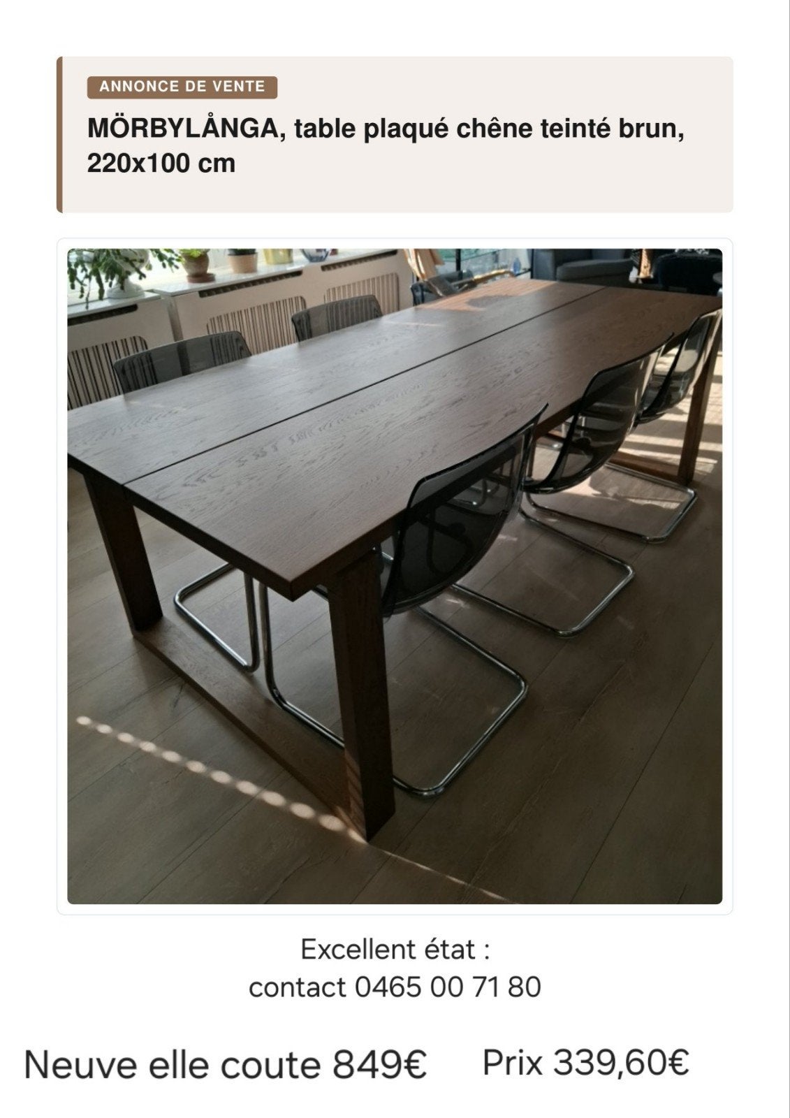 IKEA tafel Morbilanga model, Huis en Inrichting, Ophalen, Zo goed als nieuw