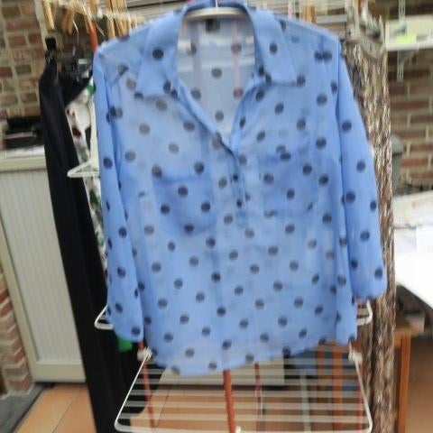 Blouse blauw polkadot Marie Méro mt 44, Blauw, Maat 42/44 (L), Ophalen of Verzenden, Marie Méro